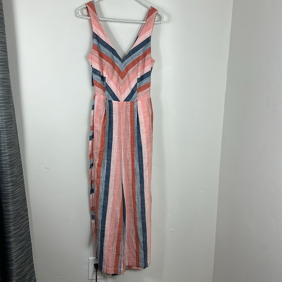 Lucky Brand Striped Blake Sleeveless Cropped Open Back Jumpsuit Romper XS - Picture 5 of 13